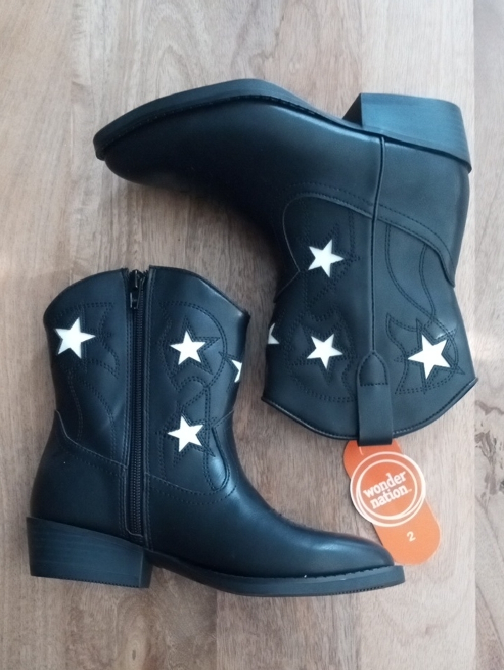 Wonder nation Black Boots with White Star Accents